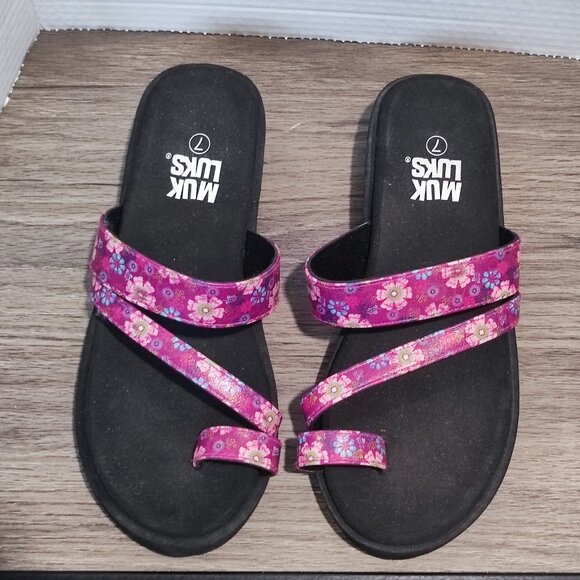 Mukluks sandals women's size 7 purple floral design lightweight - Picture 5 of 10